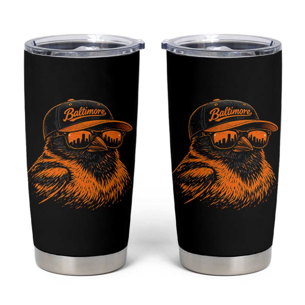 Retro Baltimore Tumbler Cup City Pride Oriole With Sunglasses