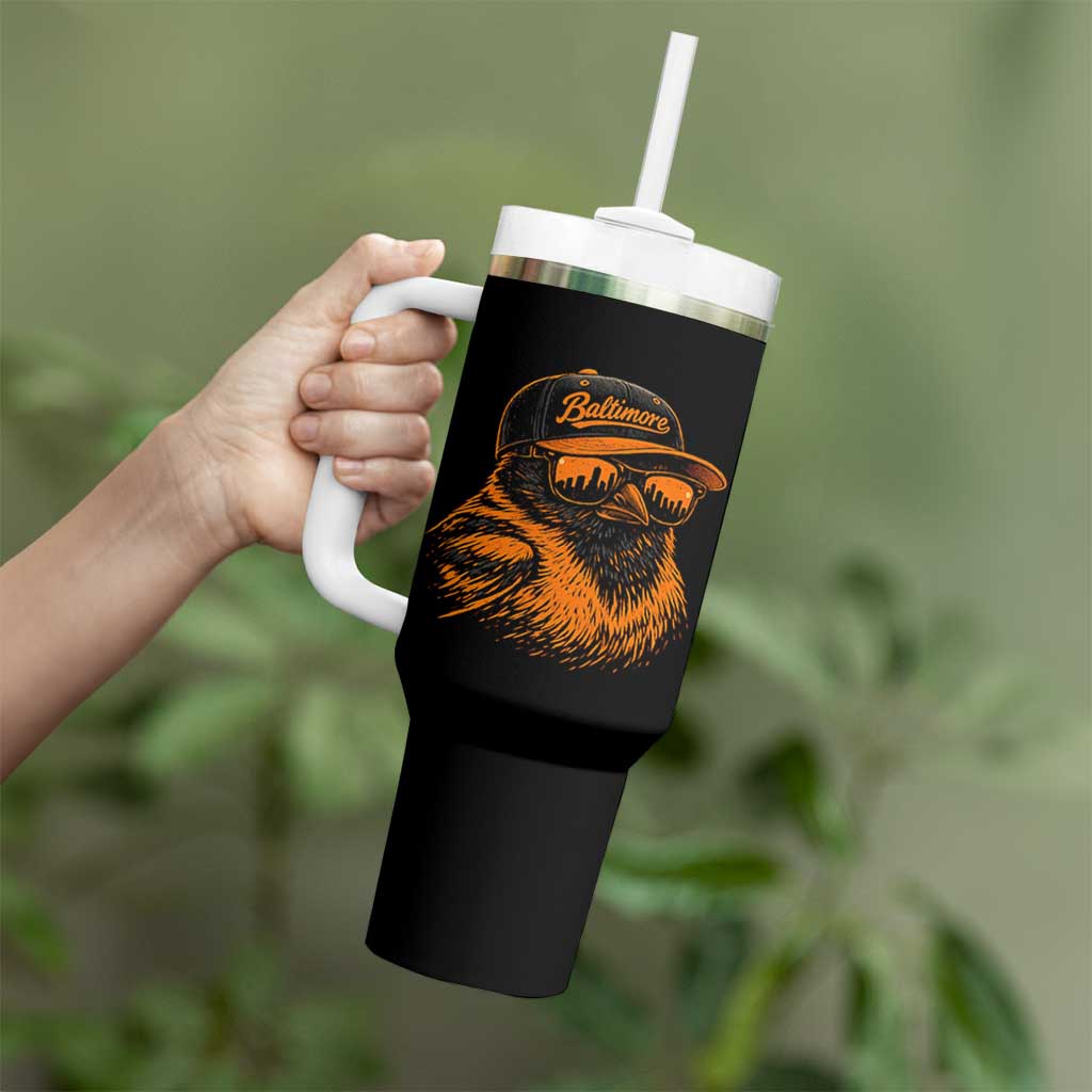 Retro Baltimore Tumbler With Handle City Pride Oriole With Sunglasses