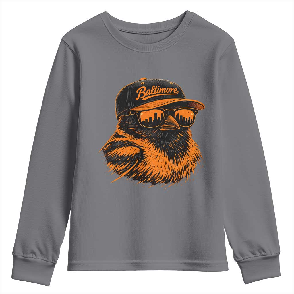 Retro Baltimore Youth Sweatshirt City Pride Oriole With Sunglasses