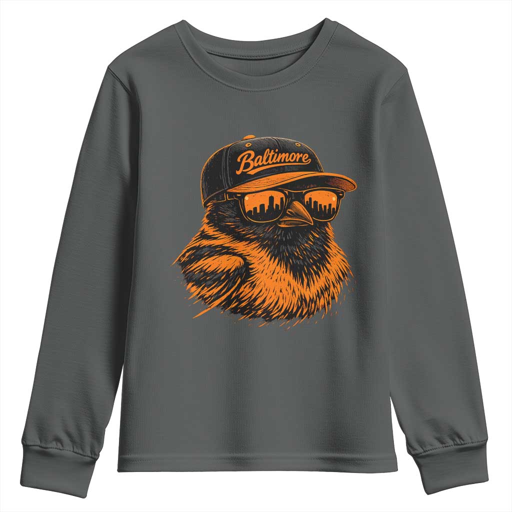 Retro Baltimore Youth Sweatshirt City Pride Oriole With Sunglasses