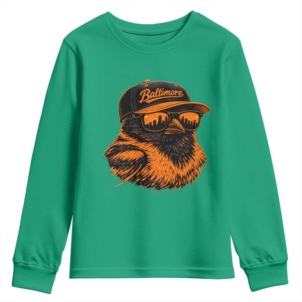 Retro Baltimore Youth Sweatshirt City Pride Oriole With Sunglasses