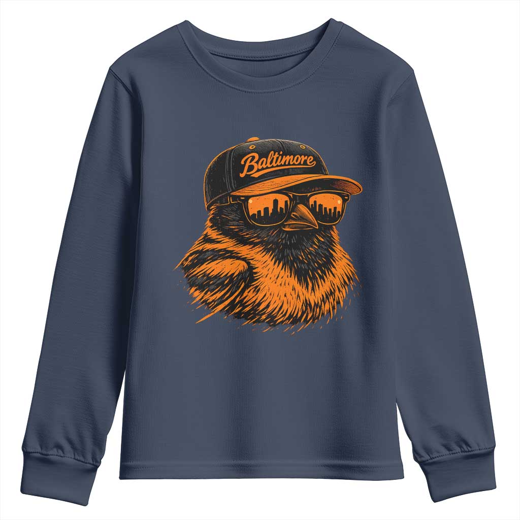 Retro Baltimore Youth Sweatshirt City Pride Oriole With Sunglasses
