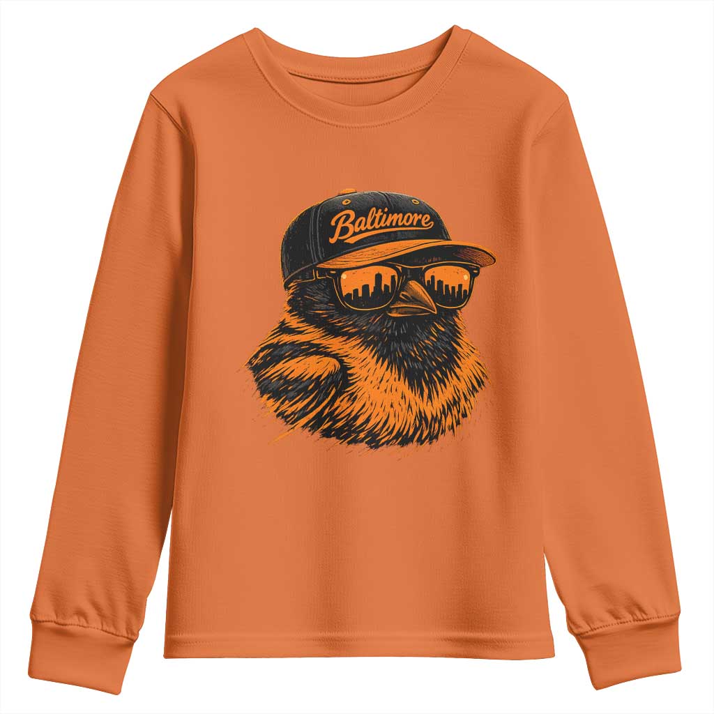 Retro Baltimore Youth Sweatshirt City Pride Oriole With Sunglasses