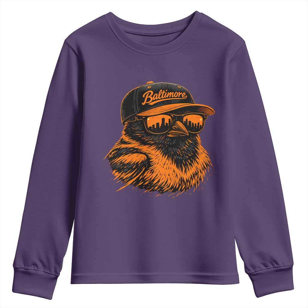 Retro Baltimore Youth Sweatshirt City Pride Oriole With Sunglasses