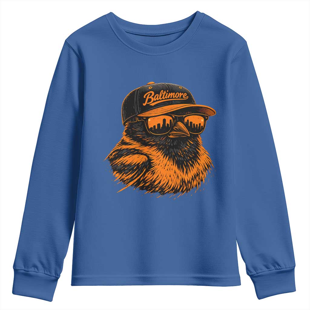Retro Baltimore Youth Sweatshirt City Pride Oriole With Sunglasses