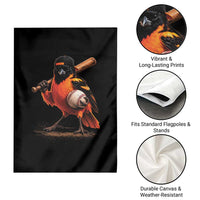 Oriole Baseball Player Garden Flag Retro Funny Bird Mascot Baseball Fans