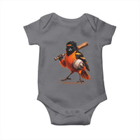 Oriole Baseball Player Baby Onesie Retro Funny Bird Mascot Baseball Fans