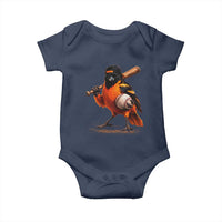 Oriole Baseball Player Baby Onesie Retro Funny Bird Mascot Baseball Fans