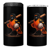 Oriole Baseball Player 4 in 1 Can Cooler Tumbler Retro Funny Bird Mascot Baseball Fans