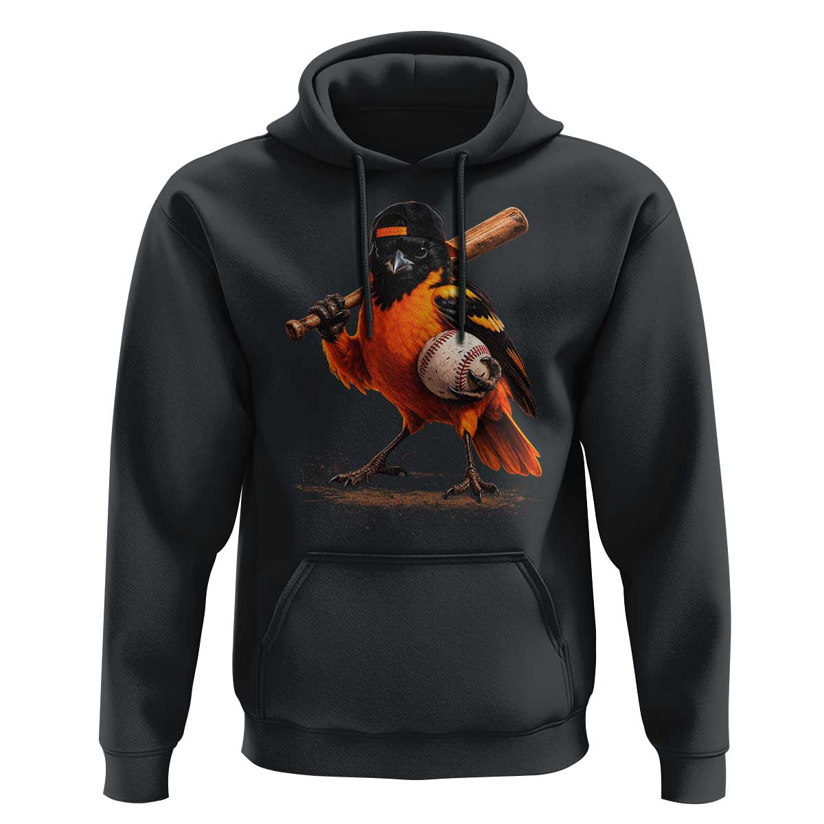 Oriole Baseball Player Hoodie Retro Funny Bird Mascot Baseball Fans