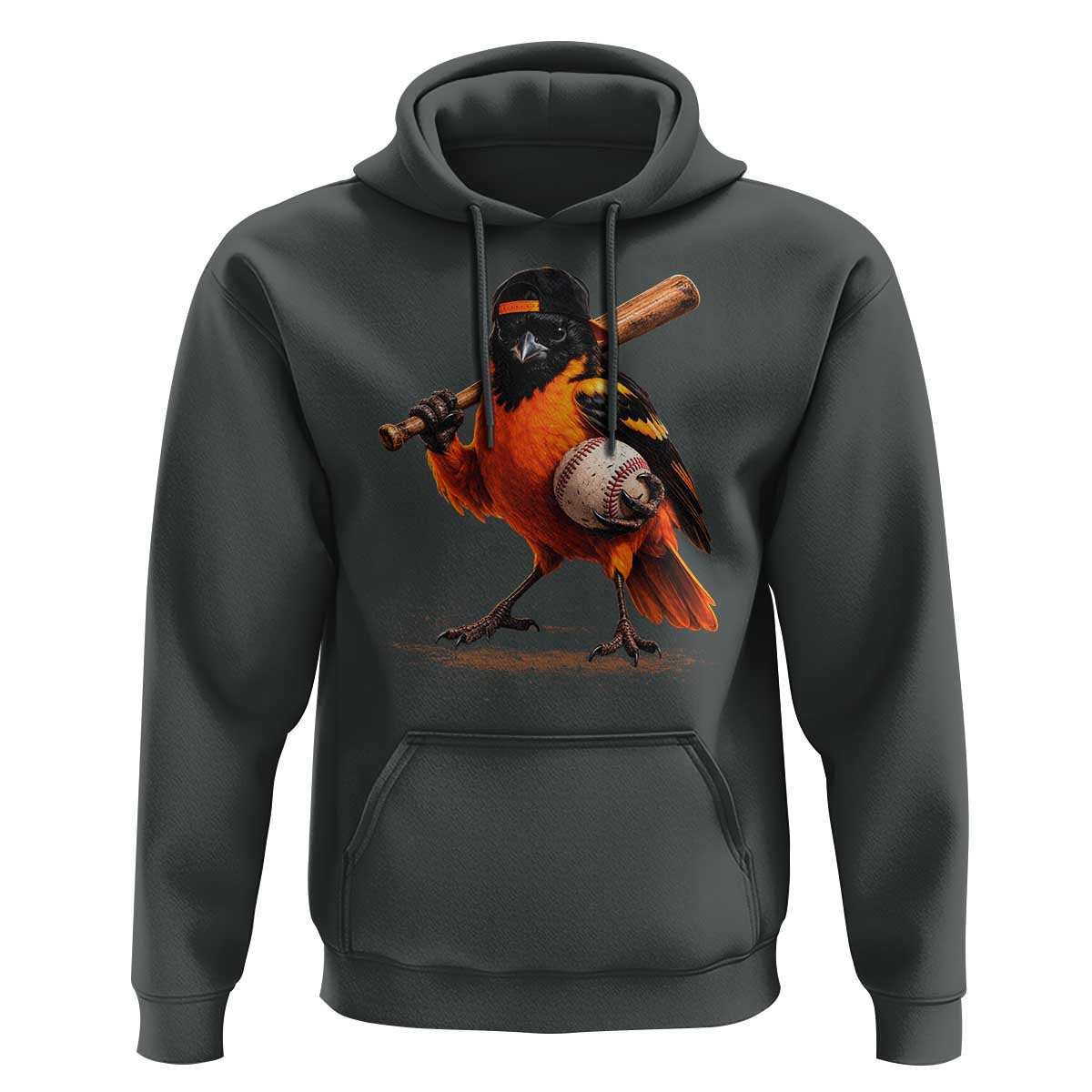 Oriole Baseball Player Hoodie Retro Funny Bird Mascot Baseball Fans
