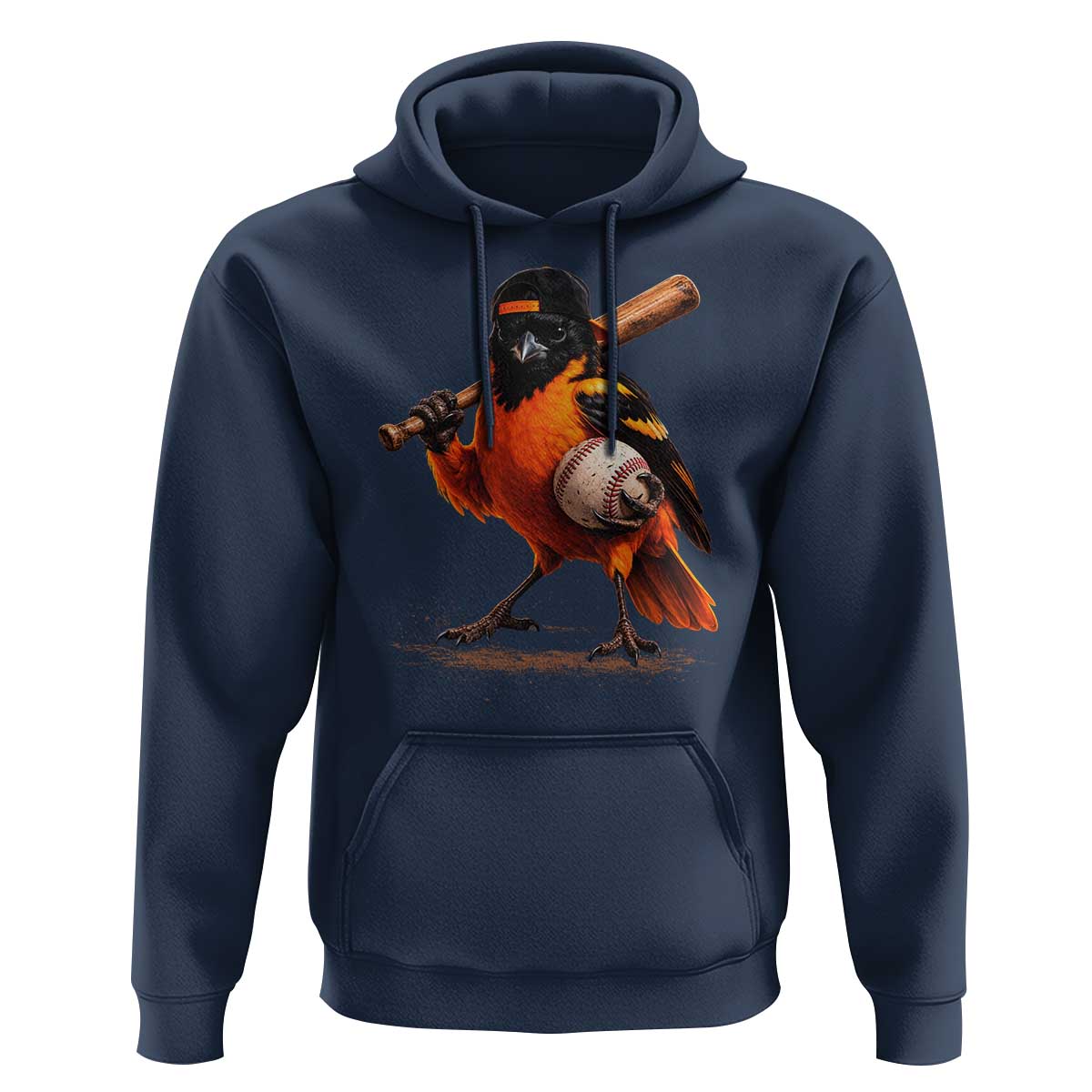 Oriole Baseball Player Hoodie Retro Funny Bird Mascot Baseball Fans