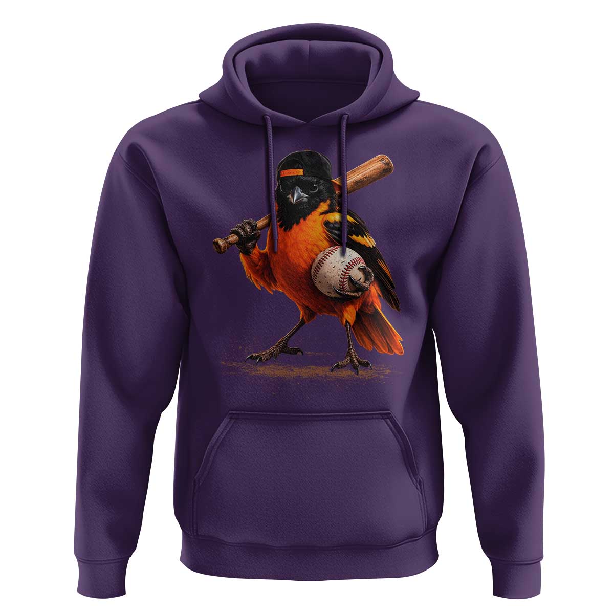 Oriole Baseball Player Hoodie Retro Funny Bird Mascot Baseball Fans