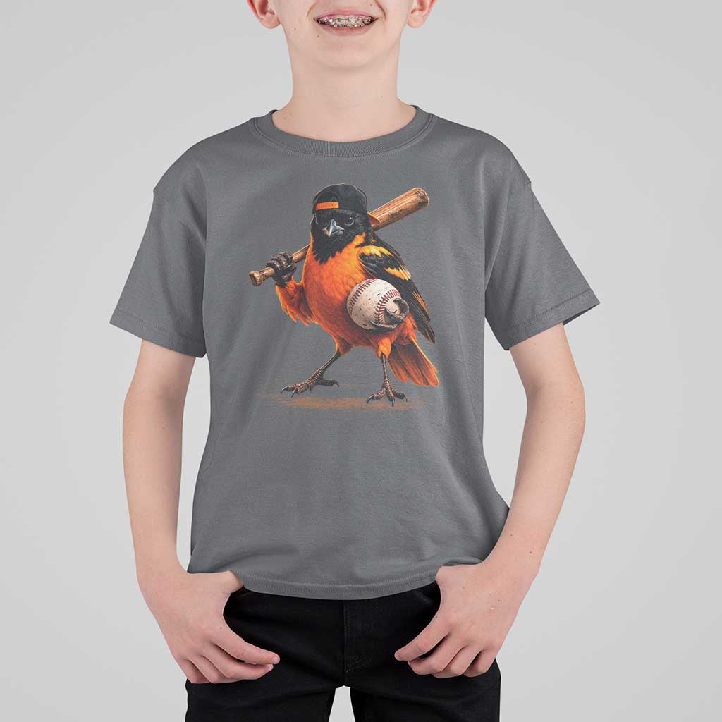 Oriole Baseball Player T Shirt For Kid Retro Funny Bird Mascot Baseball Fans
