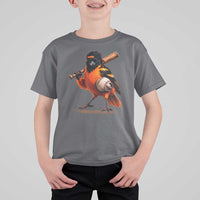 Oriole Baseball Player T Shirt For Kid Retro Funny Bird Mascot Baseball Fans