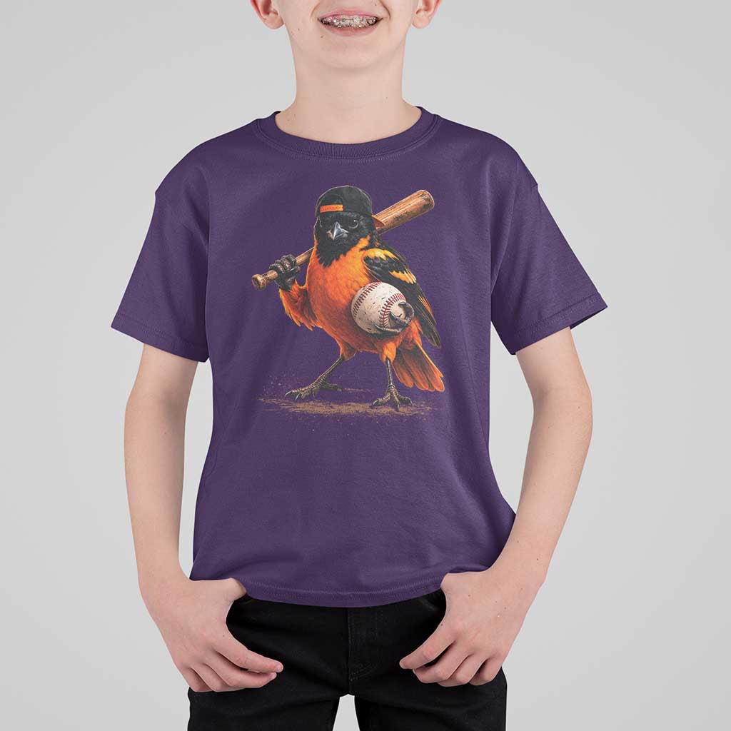 Oriole Baseball Player T Shirt For Kid Retro Funny Bird Mascot Baseball Fans