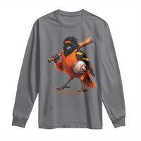 Oriole Baseball Player Long Sleeve Shirt Retro Funny Bird Mascot Baseball Fans