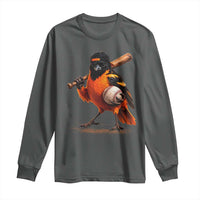 Oriole Baseball Player Long Sleeve Shirt Retro Funny Bird Mascot Baseball Fans