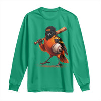 Oriole Baseball Player Long Sleeve Shirt Retro Funny Bird Mascot Baseball Fans