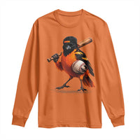 Oriole Baseball Player Long Sleeve Shirt Retro Funny Bird Mascot Baseball Fans