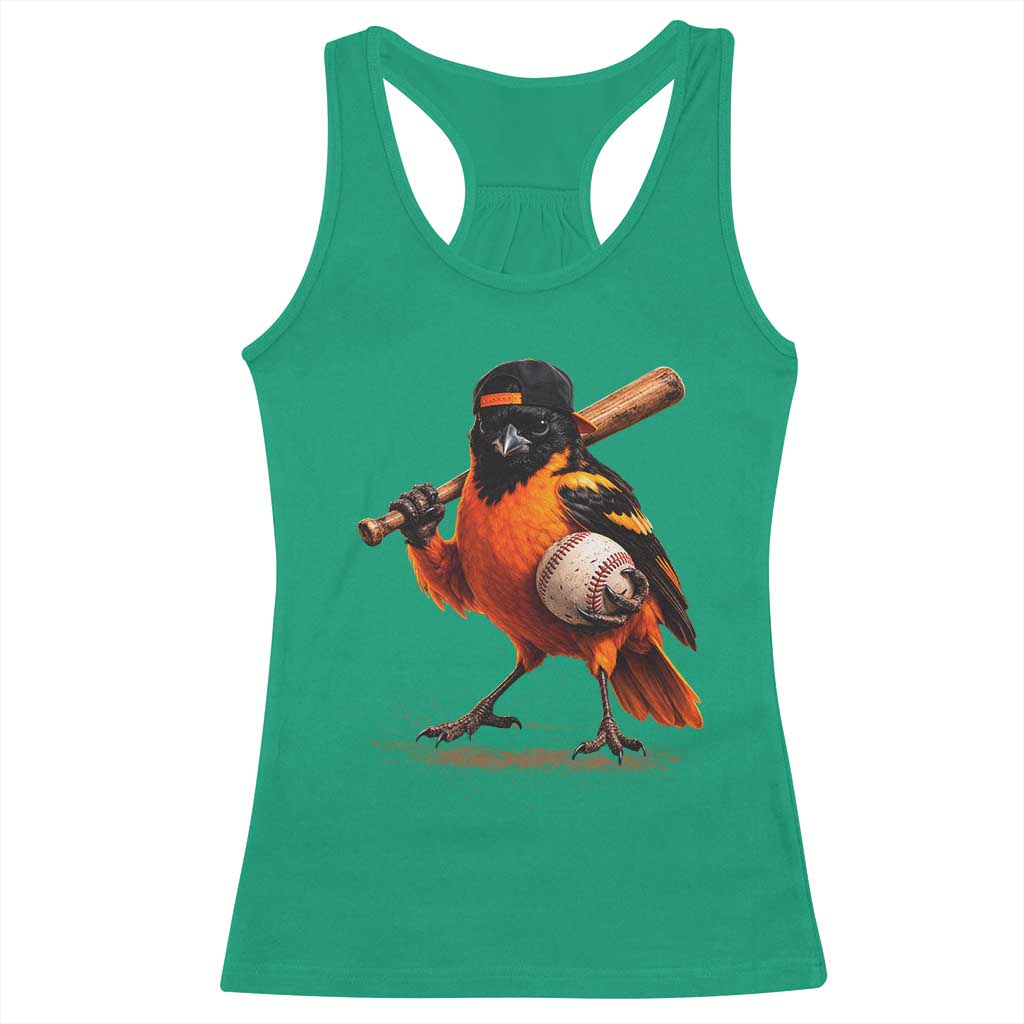 Oriole Baseball Player Racerback Tank Top Retro Funny Bird Mascot Baseball Fans