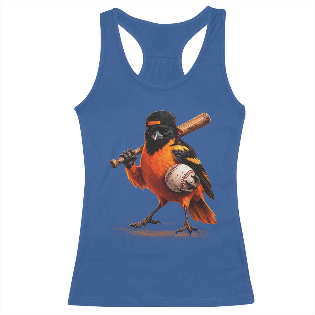 Oriole Baseball Player Racerback Tank Top Retro Funny Bird Mascot Baseball Fans