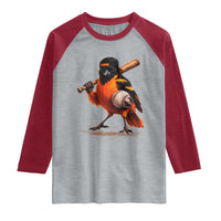 Oriole Baseball Player Raglan Shirt Retro Funny Bird Mascot Baseball Fans