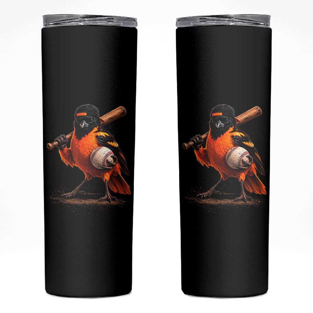 Oriole Baseball Player Skinny Tumbler Retro Funny Bird Mascot Baseball Fans