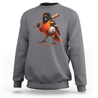 Oriole Baseball Player Sweatshirt Retro Funny Bird Mascot Baseball Fans