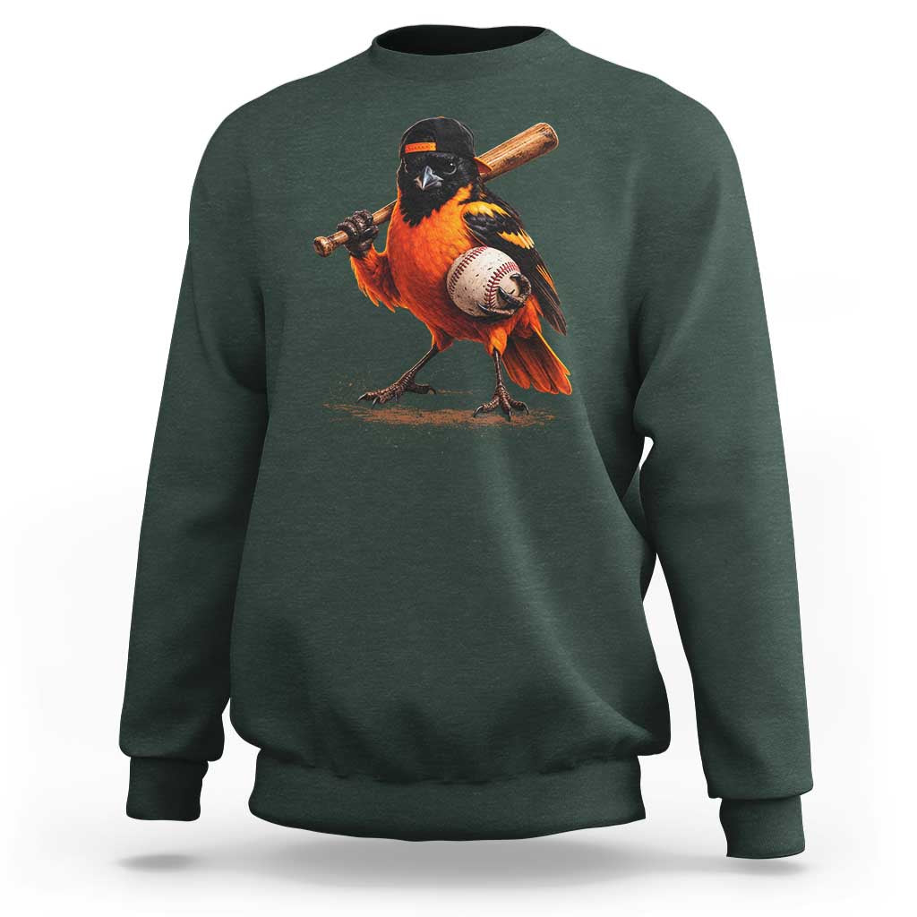Oriole Baseball Player Sweatshirt Retro Funny Bird Mascot Baseball Fans