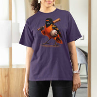 Oriole Baseball Player T Shirt For Women Retro Funny Bird Mascot Baseball Fans