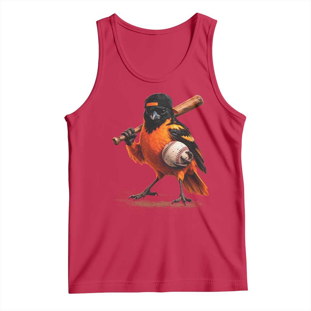 Oriole Baseball Player Tank Top Retro Funny Bird Mascot Baseball Fans