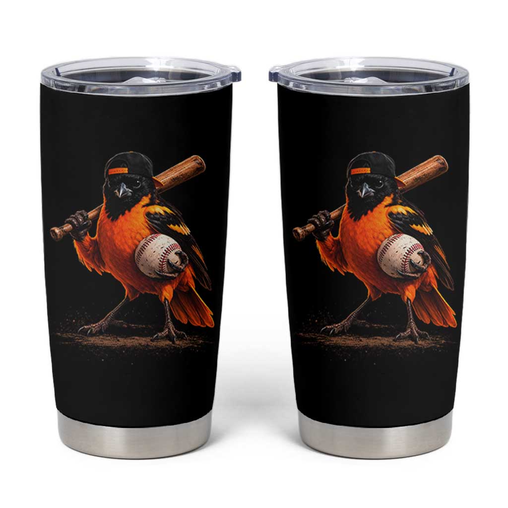 Oriole Baseball Player Tumbler Cup Retro Funny Bird Mascot Baseball Fans