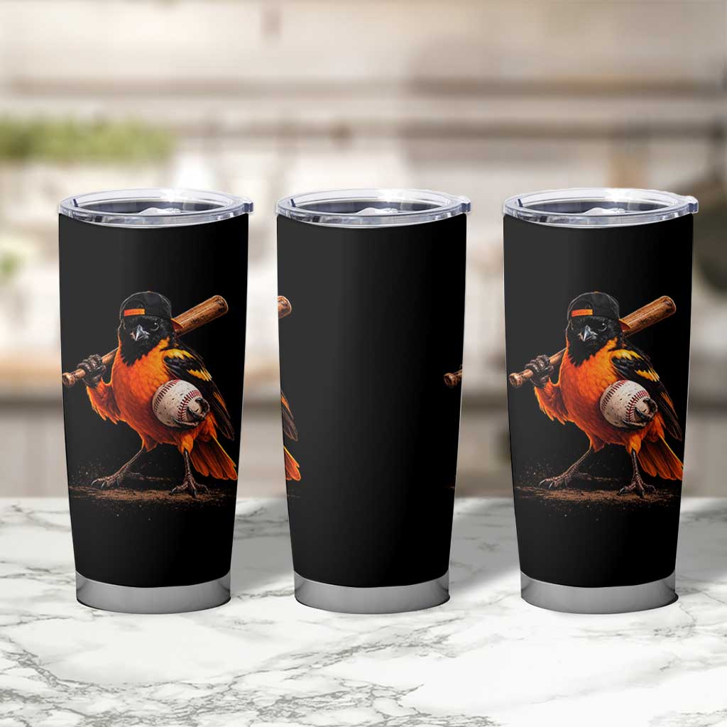 Oriole Baseball Player Tumbler Cup Retro Funny Bird Mascot Baseball Fans