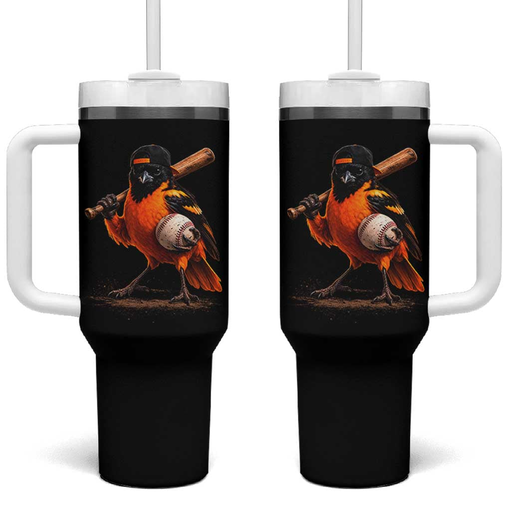 Oriole Baseball Player Tumbler With Handle Retro Funny Bird Mascot Baseball Fans