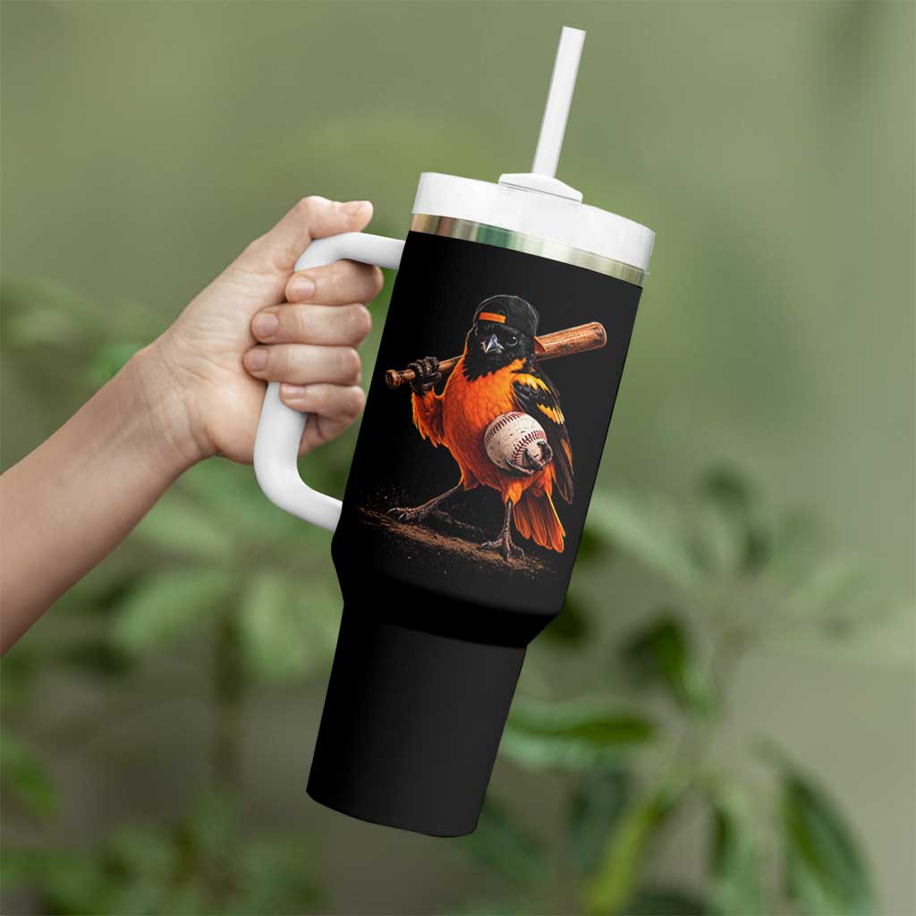Oriole Baseball Player Tumbler With Handle Retro Funny Bird Mascot Baseball Fans