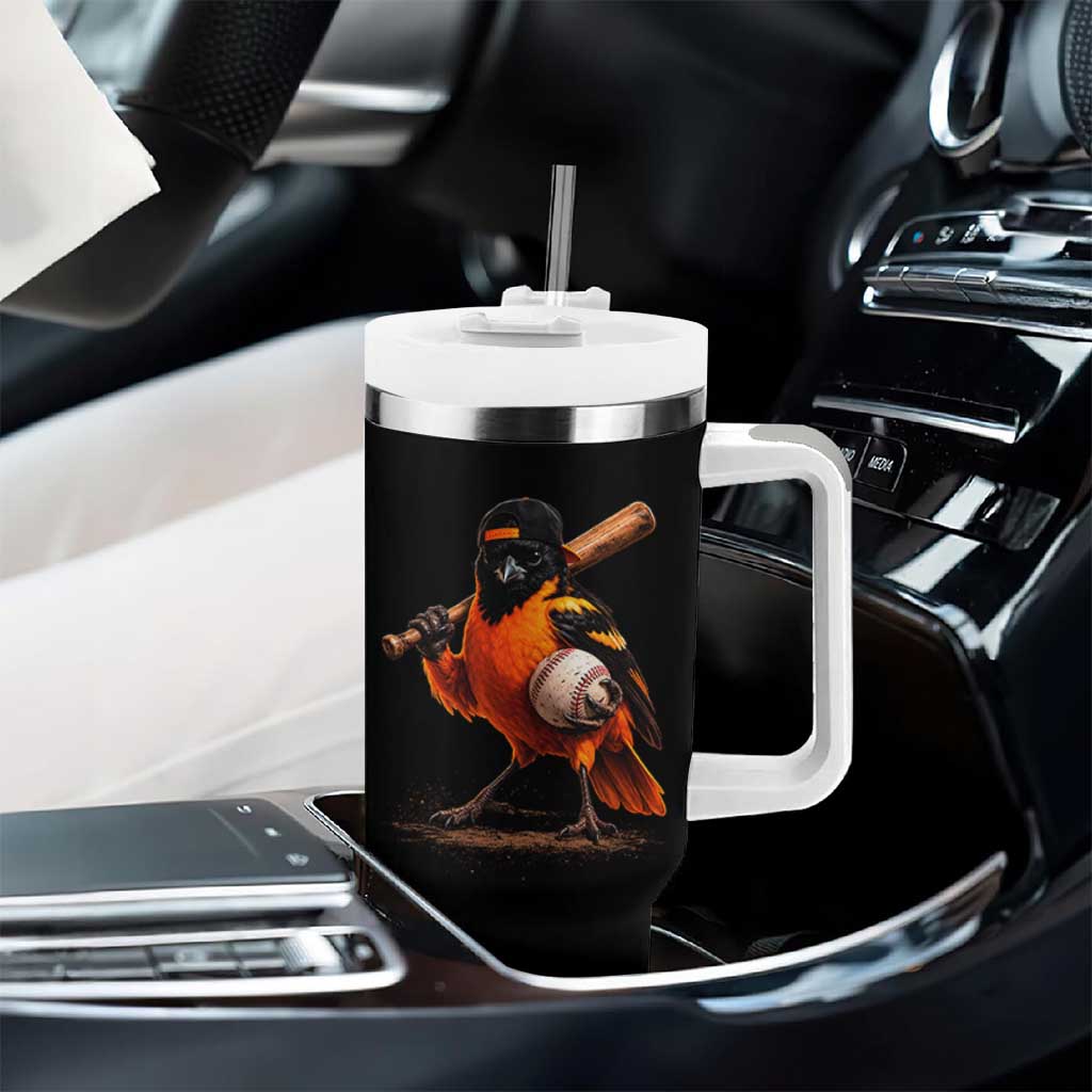 Oriole Baseball Player Tumbler With Handle Retro Funny Bird Mascot Baseball Fans