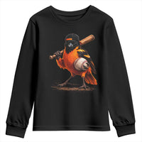 Oriole Baseball Player Youth Sweatshirt Retro Funny Bird Mascot Baseball Fans