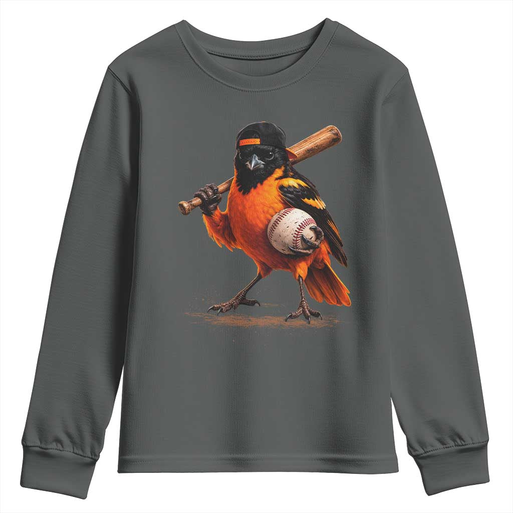 Oriole Baseball Player Youth Sweatshirt Retro Funny Bird Mascot Baseball Fans