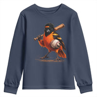 Oriole Baseball Player Youth Sweatshirt Retro Funny Bird Mascot Baseball Fans