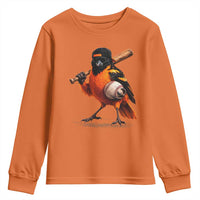Oriole Baseball Player Youth Sweatshirt Retro Funny Bird Mascot Baseball Fans
