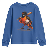 Oriole Baseball Player Youth Sweatshirt Retro Funny Bird Mascot Baseball Fans