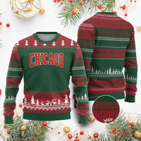 Retro Chicago Ugly Christmas Sweater Vintage Chicago Throwback Athletic Sports Style 80s 90s