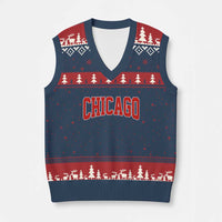 Retro Chicago V-Neck Knit Sweater Vest Vintage Chicago Throwback Athletic Sports Style 80s 90s