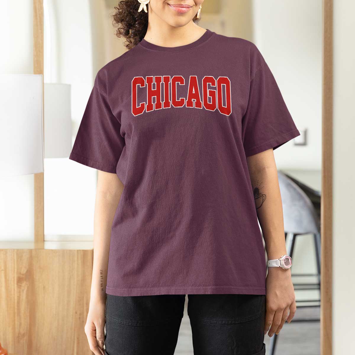 Retro Chicago T Shirt For Women Vintage Chicago Throwback Athletic Sports Style 80s 90s