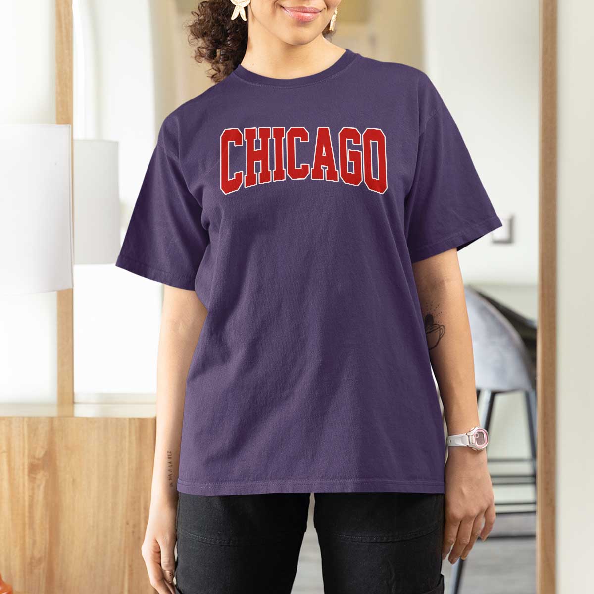 Retro Chicago T Shirt For Women Vintage Chicago Throwback Athletic Sports Style 80s 90s