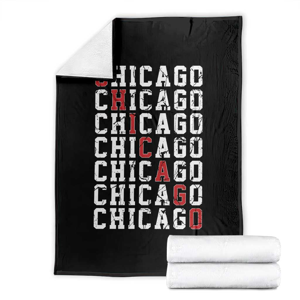 Vintage Chicago Throw Blanket Retro Distressed Classic Chicago