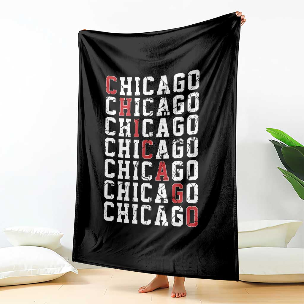 Vintage Chicago Throw Blanket Retro Distressed Classic Chicago