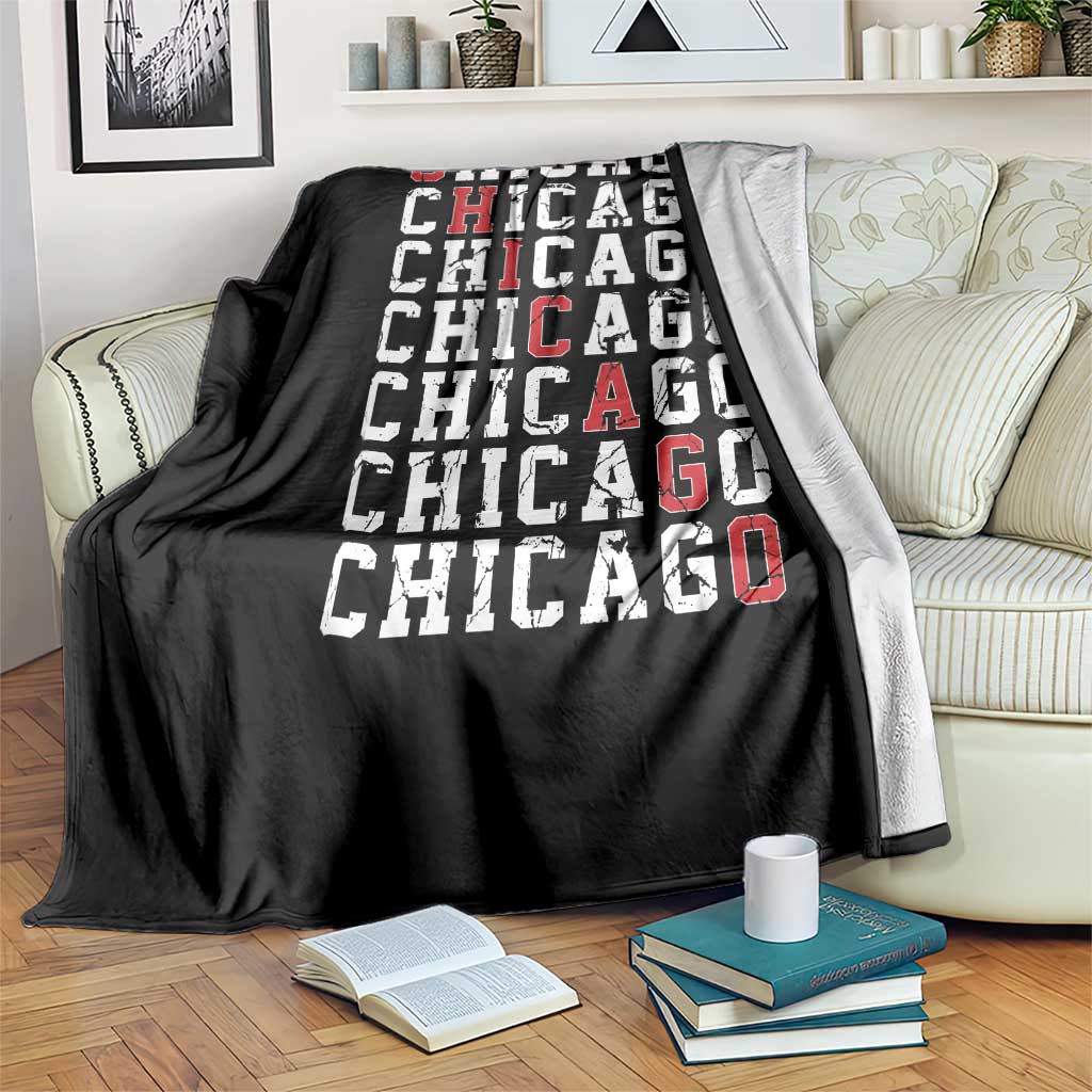 Vintage Chicago Throw Blanket Retro Distressed Classic Chicago