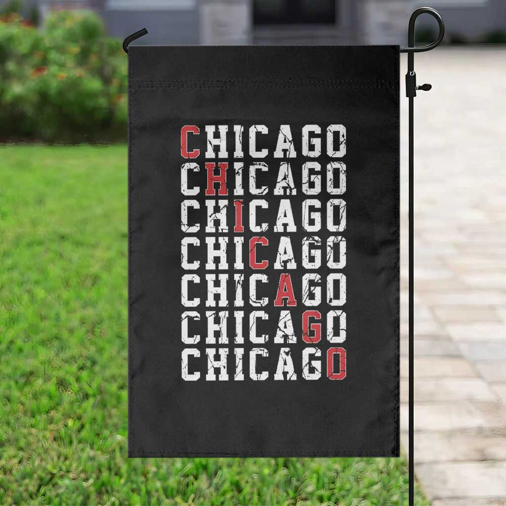 Vintage Chicago Garden Flag Retro Distressed Classic Chicago